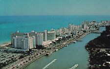 Postcard FL Miami Beach Florida Indian Creek Hotels Aerial View H6 picture