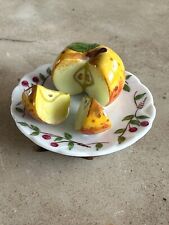 Limoges Sliced Apple on Plate Trinket Box France Hand Painted Peint Main picture