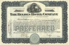 Belden Hotel Co. - Stock Certificate - Hotel Stocks & Bonds picture