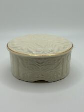 Vintage Belleek Porcelain Ivory & Gold Lidded Trinket/Jewelry Box - 1990s picture