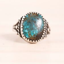 EARLY OLD PAWN STERLING SILVER LONE MOUNTAIN TURQUOISE RAIN DROPS RING SIZE 4.5 picture
