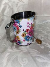 Pioneer Woman Flour Sifter Floral Breezy Blossoms 4 Cups Wood Handle NEW picture