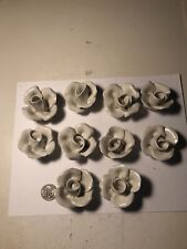 BXX Lot of 10 White Capodimonte Roses Porcelain Lamp Chandelier Flowers picture