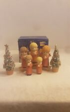 Vtg 1984 Enesco Sounds Of Christmas 8 Piece Porcelain Bisque And Wood Set picture
