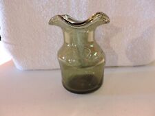 Vintage Colonial Jamestown National Historical Park Handblown Green Glass Vase  picture