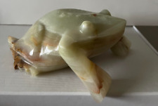 Vintage heavy handcrafted onyx frog door-stopper about 4 lb 6
