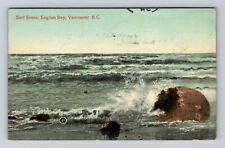 Vancouver British Columbia-Canada, Surf, English Bay, Vintage c1910 Postcard picture