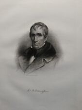 c1890 William Henry Harrison Engraving Portrait & Signature H.B. Hall & Sons picture