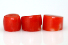 3 RED CORAL BEADS, MEDITERRANEAN ANCIENT RED CORAL BEADS 6 mm 8.5 Carats #G382 picture