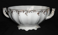 Antique La Francaise Bowl ~ Footed w/Handles ~ Gold Gilded Floral Trim picture
