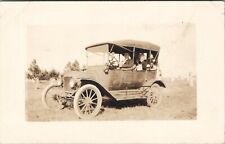 RPPC Out for Automobile Ride Family Child Unusual Hat c1915 Postcard U19 picture