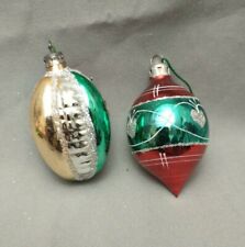 2 Glass Christmas Bulb Ornaments West Germany Teardrop Acorn Nut Shapes Vintage picture