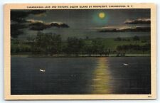 1940s CANANDAIGUA NEW YORK NY LAKE AND HISTORIC SQUAW ISLAND POSTCARD P2642 picture