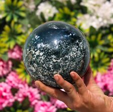 14CM Natural Green Moss Agate Meditation Energy Spirit Stone Sphere Ball picture