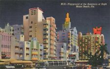 Postcard FL Miami Beach Playground of the America's at Night Buses Automobiles picture