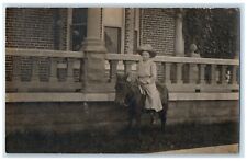 c1910's Little Girl Riding Pony Birthday Party RPPC Photo Antique Postcard picture