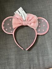 Japan Tokyo Disney Resort Ears HeadBand Hat Lace polka dots Pink Heart Minnie picture