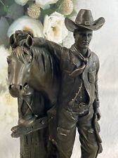 Signed Original Cowboy Horse Western Bronze Statue Sculpture Figure Figurine picture