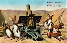 RARE 1915 Battalion Fieldpost WW1 Rabbit firing cannon Military Germany Leipzig picture