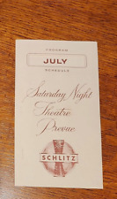 Schlitz Beer Saturday Night Theatre Prevue paper advertising dated 1958 picture