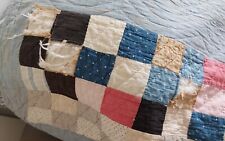 ANTIQUE HAND STITCHED STAR BLOCK QUILT FEED SACKS & OLD FABRICS picture