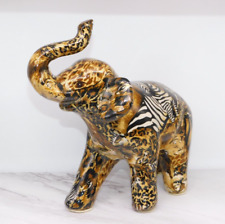 La Vie African Safari Animals Jungle Patchwork Glazed Elephant Figurine picture