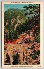 Newfound Gap Highway Great Smoky Mountains National Park Linen Postcard picture