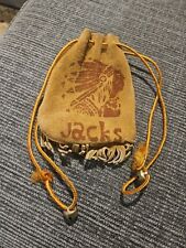 VTG Native American Leather Buckskin Bag Pouch Fringe Drawstring Cameo picture