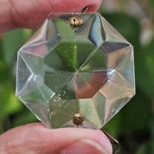 Vintage Octagon Crystal two hole  Old Chandelier Prism 1.25