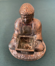 Antique Copper Sitting Buddha Incense Holder 3 1/2