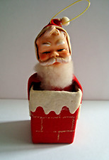 Vintage Christmas Rubber Face Santa In Chimney ~ Ornament ~ Japan ~ Felt picture