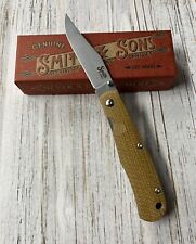 Smith And Sons Knives Cypress Trapper Natural Burlap Micarta D2 Steel picture