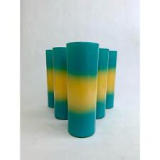 Vintage Retro Blendo Ombre Teal & Yellow Highball Glasses Set of 6 1970s MCM picture