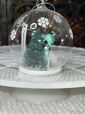 🎄Retro Turquoise Blue Deer Cloche Christmas Tree Ornament~So Cute picture