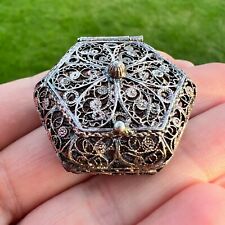 Vintage Christian Religion Silver 800 Filigree Reliquary Opening Box solid Rare picture