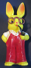 Vintage 1950-60s hard Knickerbocker grandpa bunny rabbit bank pipe, glasses 12