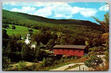Old Covered Wood Bridge West Arlington Vermont Green Mountains River Postcard picture