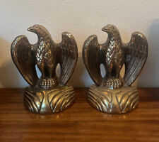 Pair of 2 Vintage MCM Brass EAGLE Bookends - 7.5