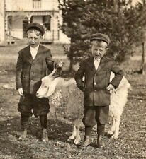 RPPC Photo Postcard Young Boys Personality Priceless Goat Country Home picture