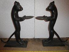 Egyptian Style 19 inch Tall Metal Slender Cat Business Card or Candle Holder picture