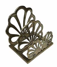 Vintage THE IMPORT COLLECTION Brass Scallop Shell Letter Napkin Holder~NICE picture