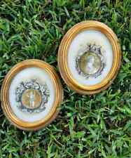 Pair Vintage Gold Florentine Greek Roman Portraits Oval Convex Glass  Hangings picture