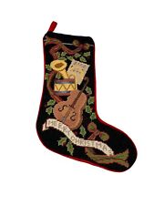 Imperial Elegance Needlepoint Christmas Stocking Musical Instruments Wool picture