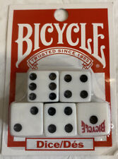 Card Night Bicycle DICE 5 Count Set NEW 5/8” White W/ Black Dots NIP picture