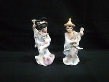 Vintage Lefton Japanese Porcelain Figurines Geisha And Musician Couple Rare Set picture