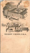 c1880s Etching Sterling Company Piano Factory Derby Conn Victorian Trade Card picture