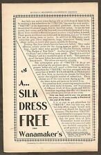 VINTAGE AD FROM MUNSEY'S MAGAZINE - WANAMAKER'S SILK DRESS, HAWES MEN'S HATS.... picture