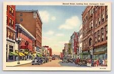 c1940s Downtown Second Street East Restaurants Hotel Davenport Iowa IA Postcard picture