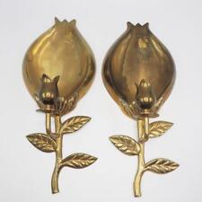 Pair Brass Wall Sconce Candle Holder Tulip Design picture