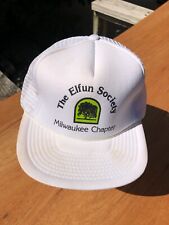 ELFUN SOCIETY Milwaukee Chapter Snapback Trucker Cap Hat White STAINED AS IS  L4 picture